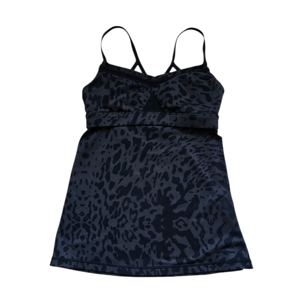 Lululemon Just Breathe Tank Top Animal Swirl Deep Coal Black Gray Size 6 - Picture 2 of 7
